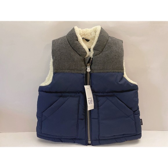 Gap Baby Puffer Vest Jackets - Water Resistant Fleece Lined Size 6M - 12M -NWT - Picture 1 of 4